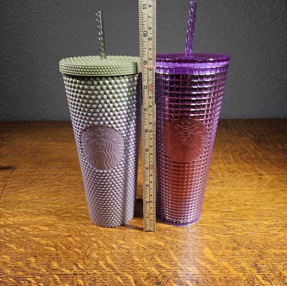 Starbucks Green & Purple Studded Gradient Cold Cup Tumbler, Venti 24oz Set Of 2 - Picture 8 of 8